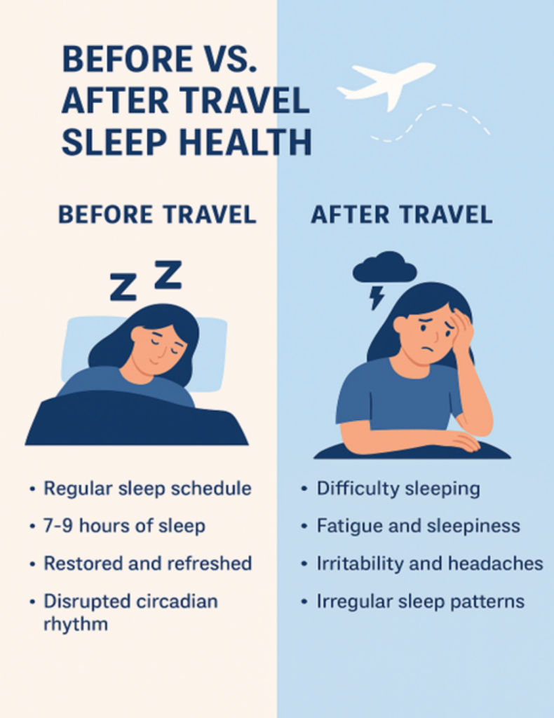 before vs. after travel sleep health