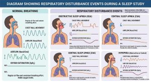 Respiratory disturbance events during a sleep study