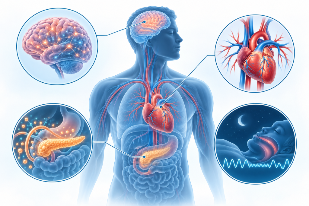Obstructive sleep apnea is associated with cardiovascular metabolic cognitive and daytime function effects